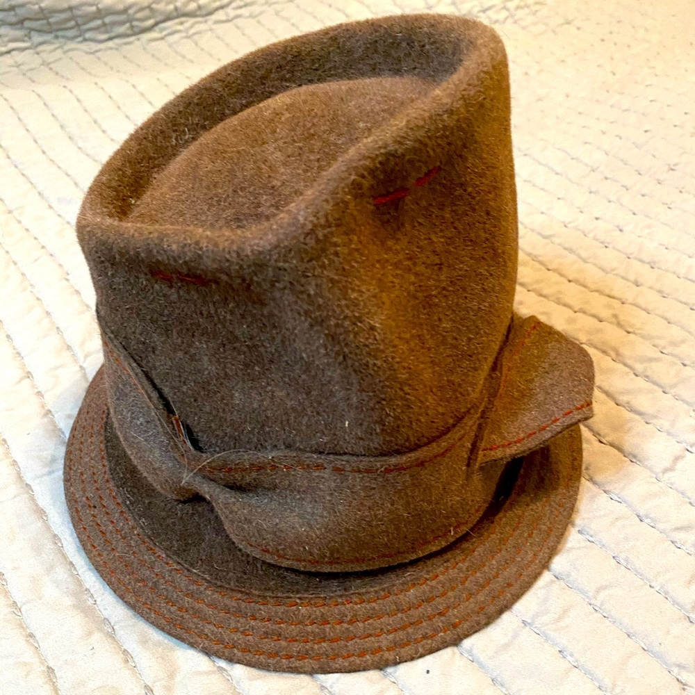 Soft velour asymmetric hat
